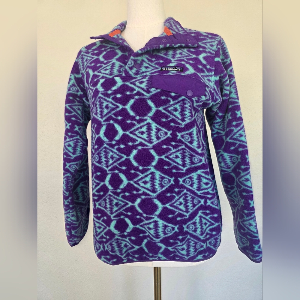 RarePatagonia Synchilla Snap-T Fleece Pullover Ikat Blue Purple XS
